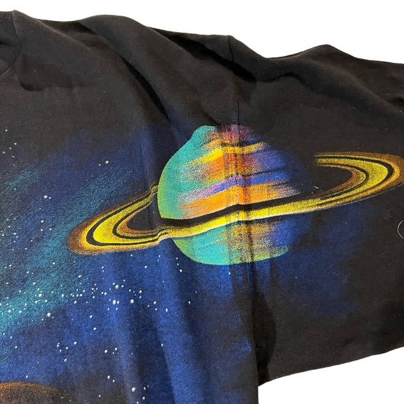Vintage 90s Habitat Solar System Tee Mens XL Black Crewneck Graphic Short Sleeve - Picture 4 of 8